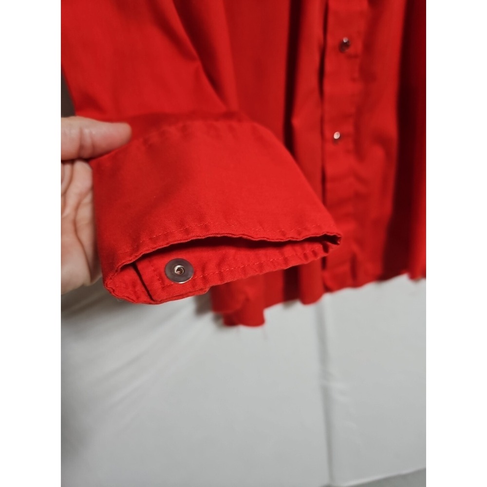Vintage Karman Pearl Snap Shirt Men Medium Red Western Long Sleeve Cowboy 17X34 - Picture 3 of 10